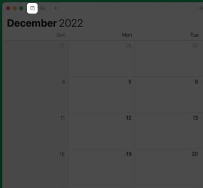 Click on the Calendar icon in Calender app on Mac