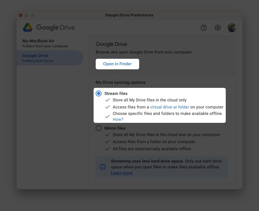 How to setup Google Drive Mac app 
