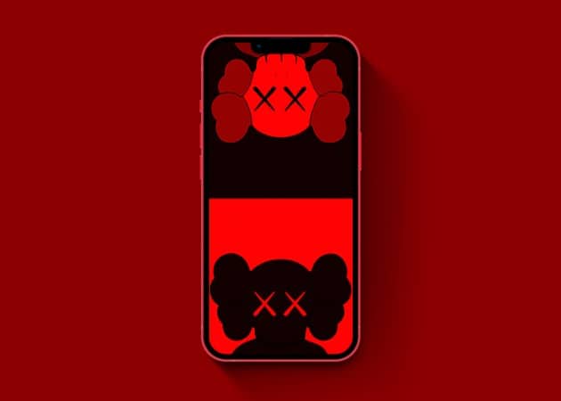 Kaws wallpaper in black and red