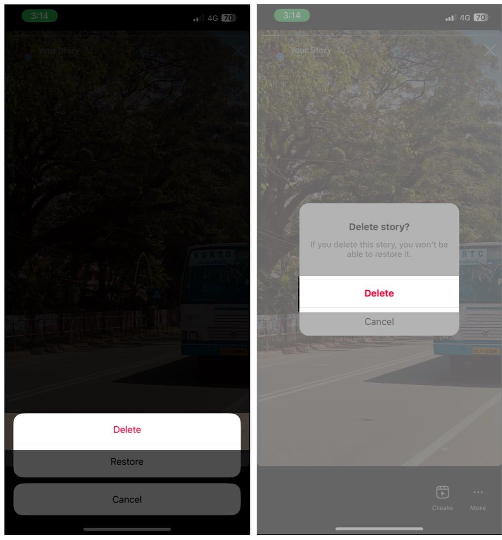 Permanently delete archived stories on Instagram