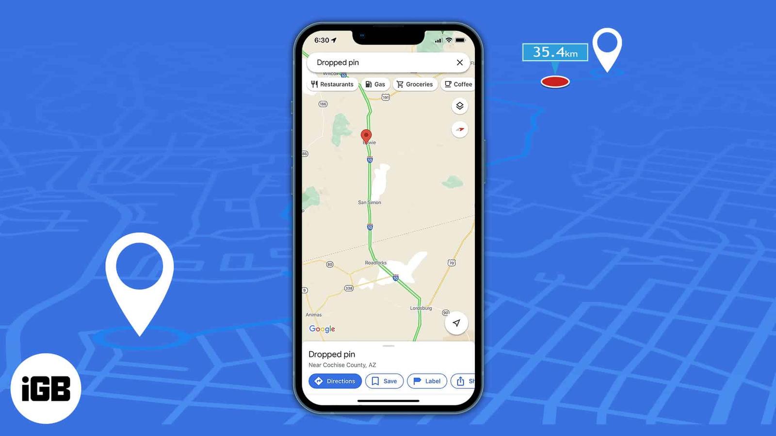Measure distance between two points in Google Maps on iPhone