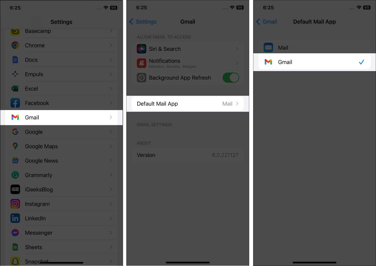 Make Google apps default on iPhone
