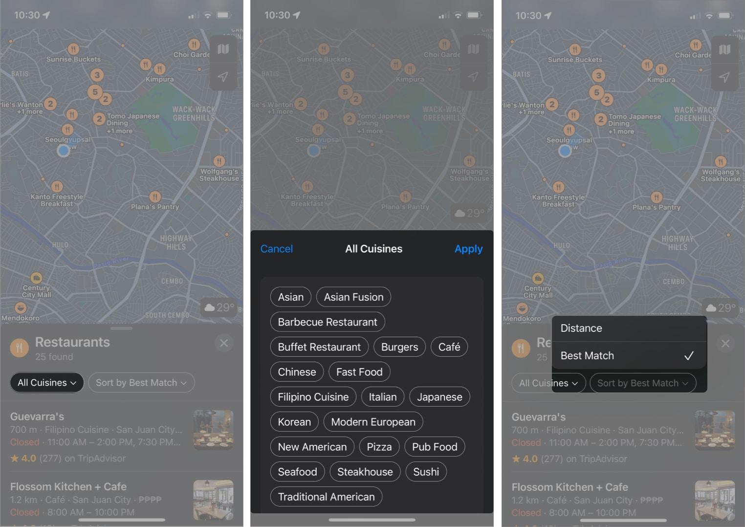 Quickly search for amenities with find nearby