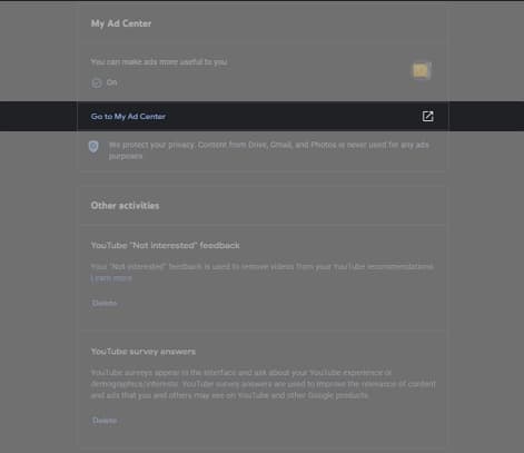 In the left pane, click the Controls tab, click Go to My Ad Centre on Mac