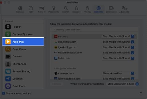 Now select Auto-Play on the left side