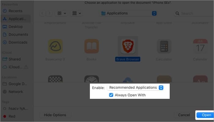 navigate to Enable, tap All Applications