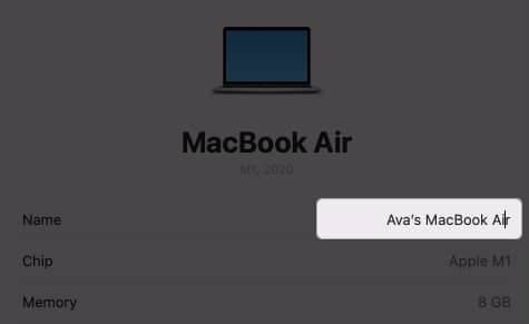 Change existing name and enter a new Mac name