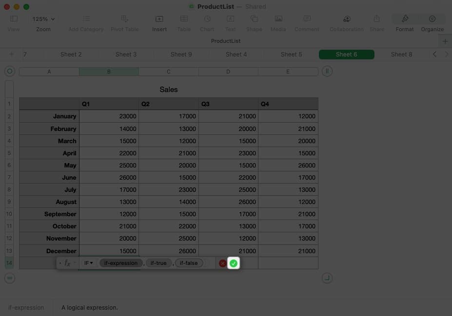 Check when the formula is set to your preferences in numbers