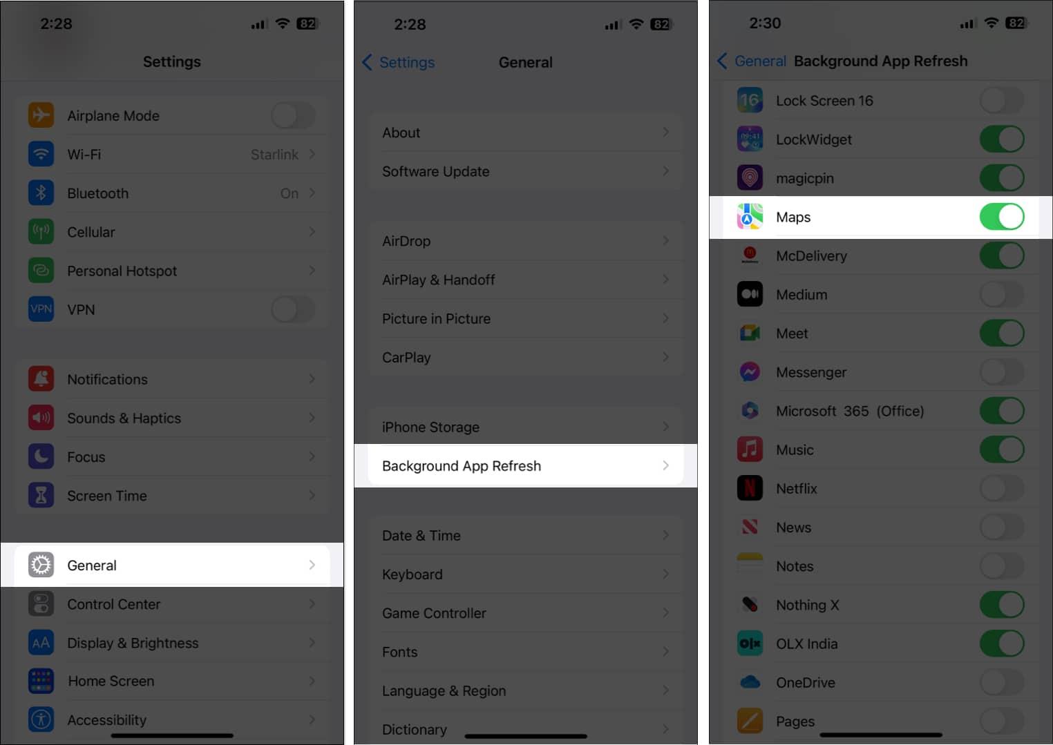 Enable Background App Refresh for Maps