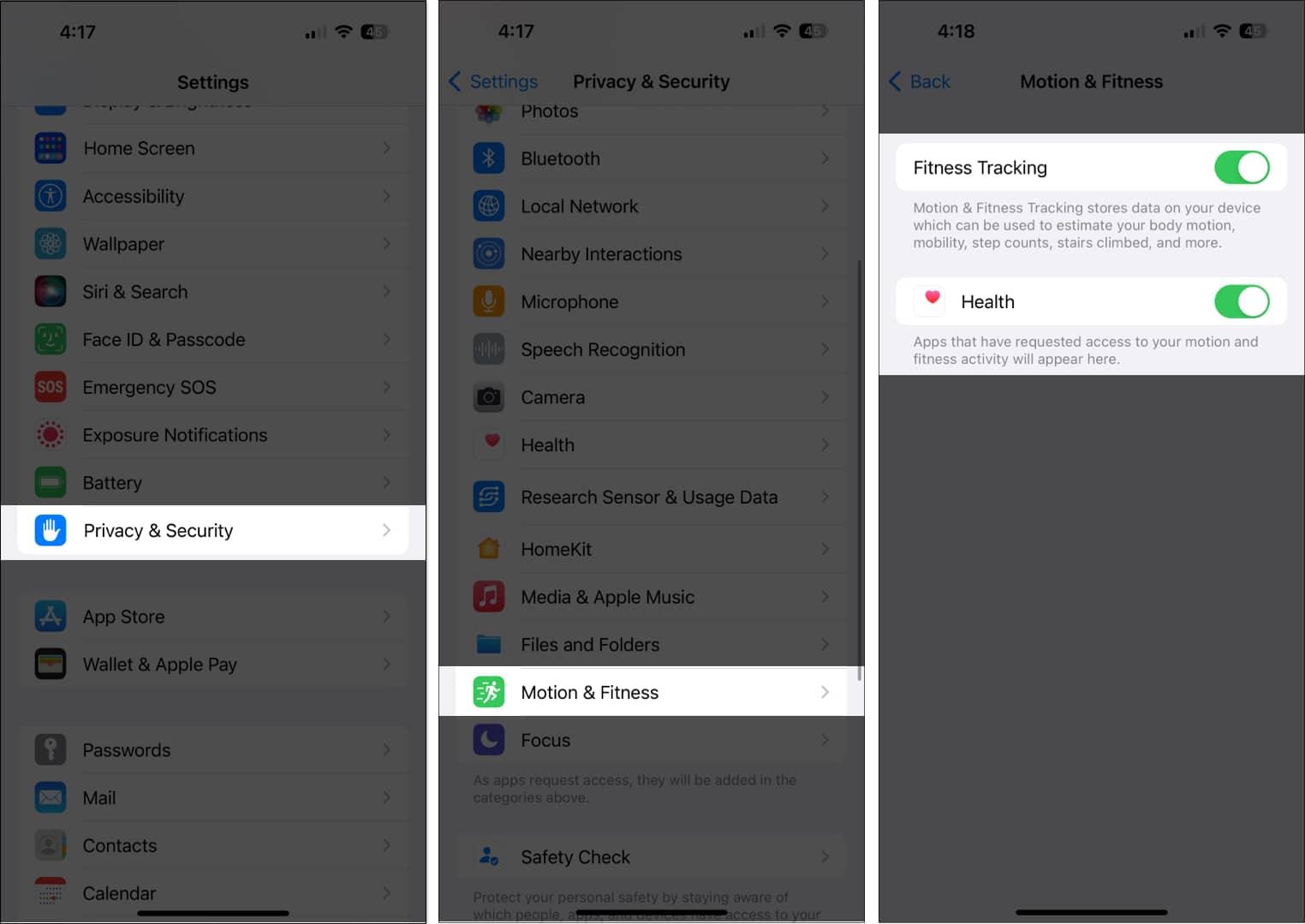 Enable Fitness Tracking