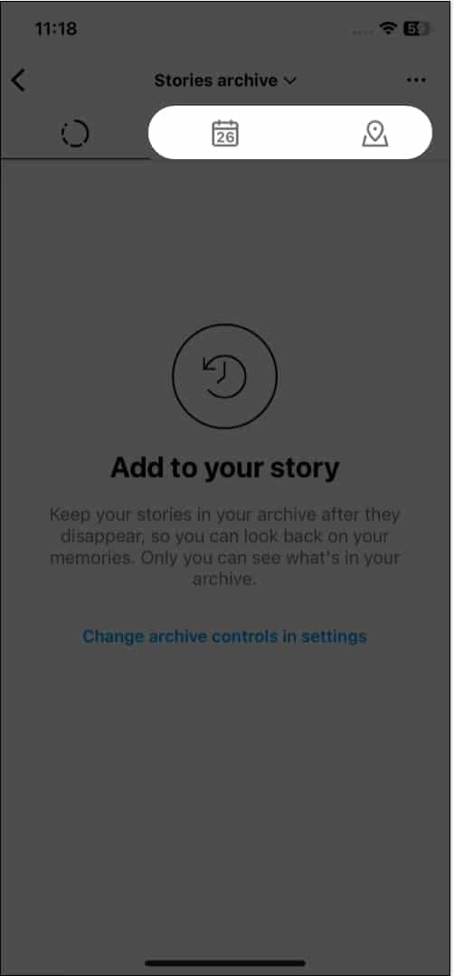 Tap calendar or map icon to find archived Stories on Instagram