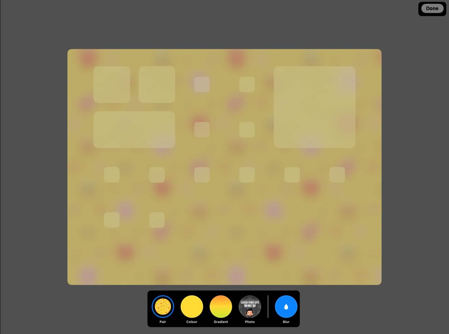 Select options you want to set as home screen for your iPad