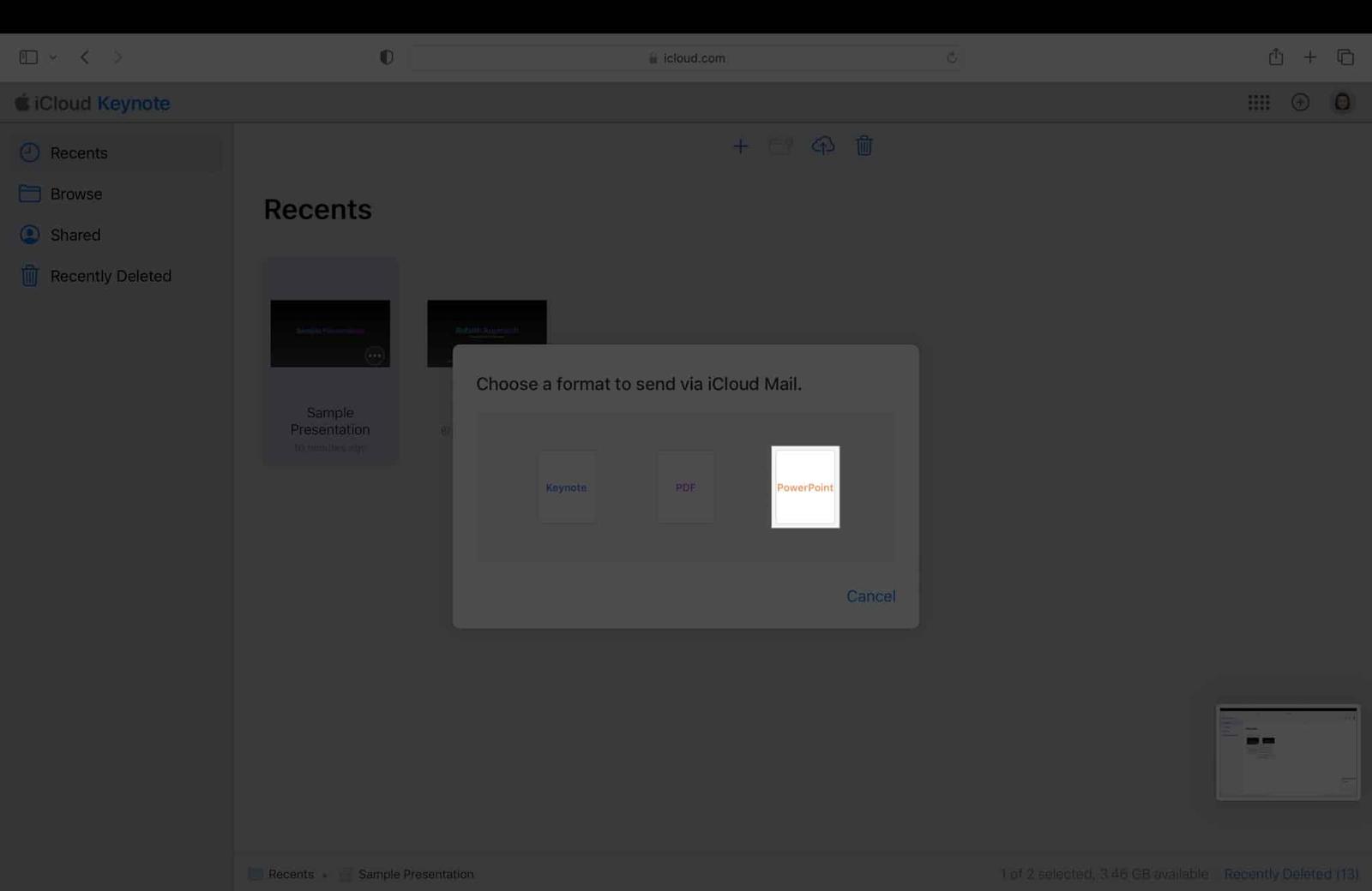 Select powerpoint to export