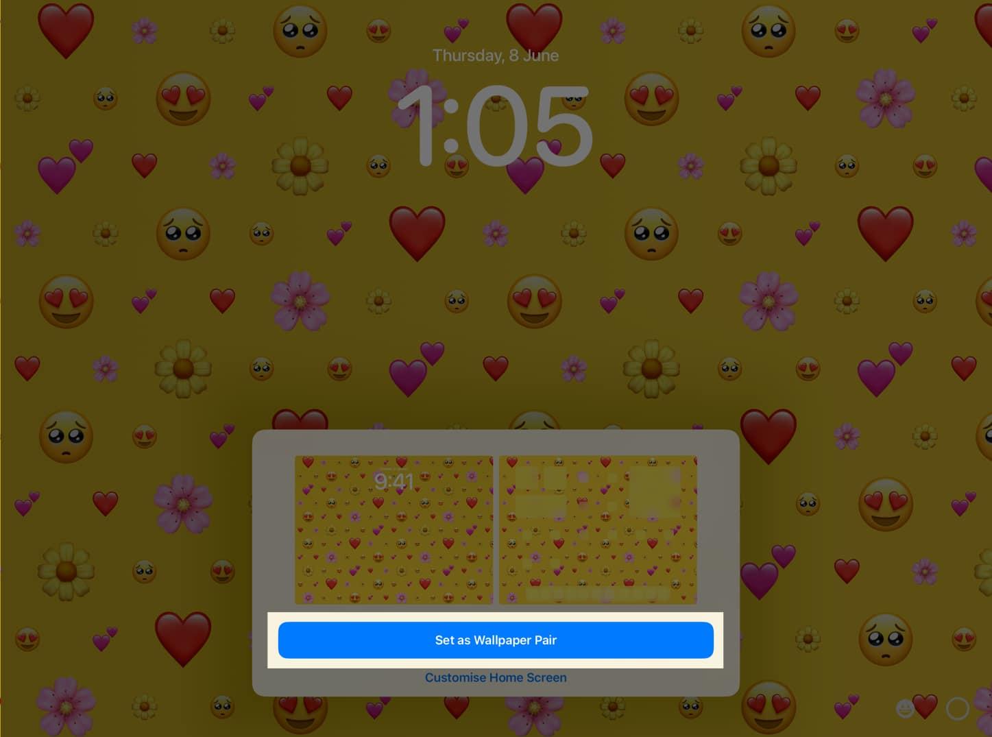 Set Emoji Wallpaper for your iPad as lock screen