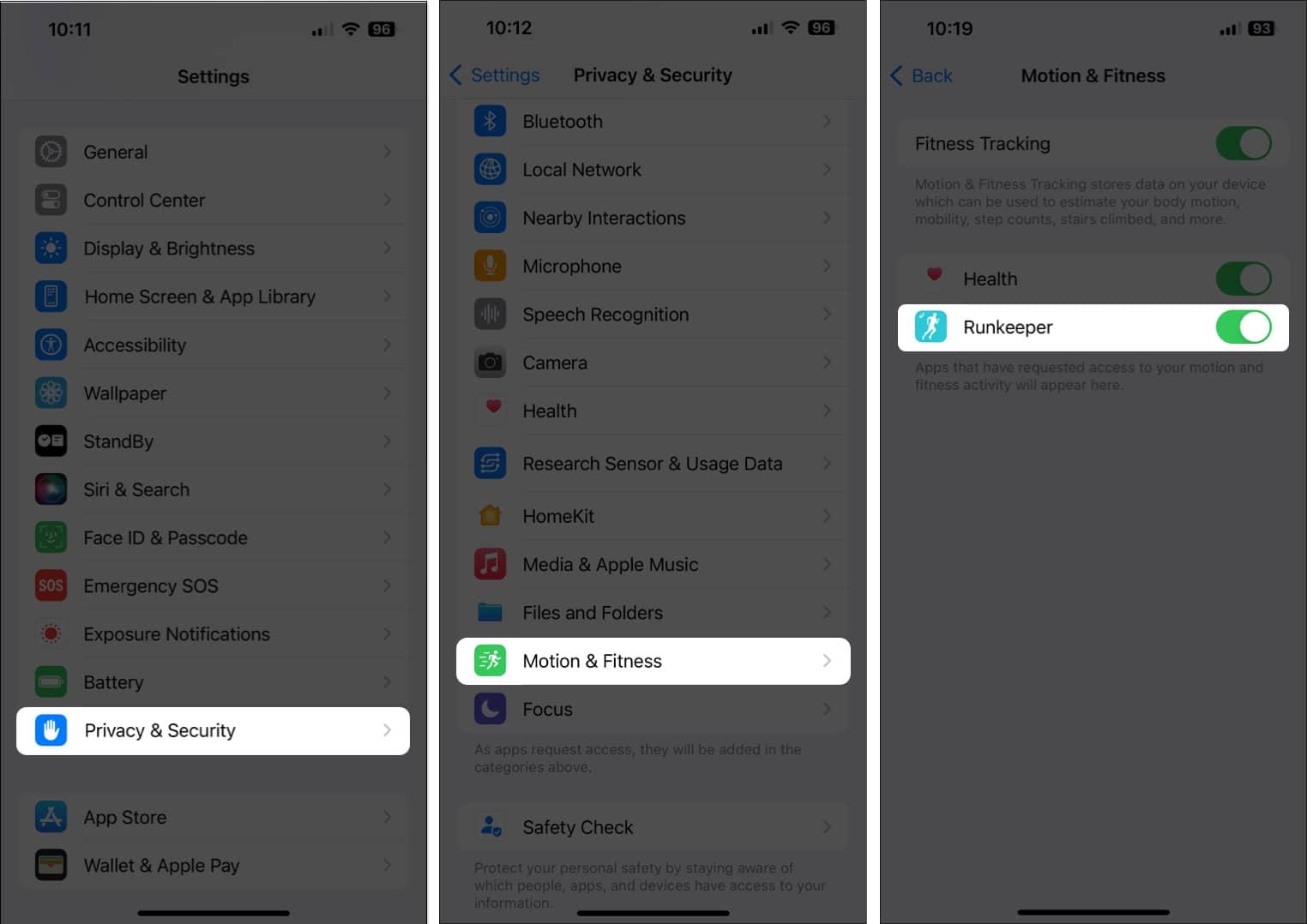 Check any other app access the Fitness tracking data