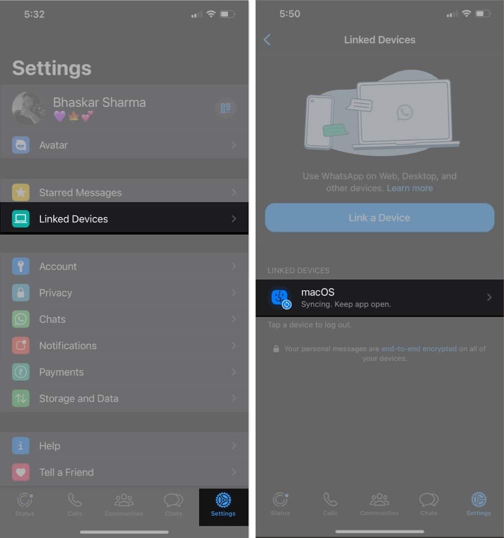 Choose Linked Devices and select the device you want to log out from