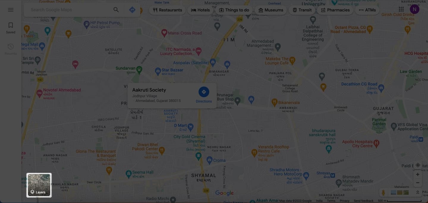 Access layers in Google Maps