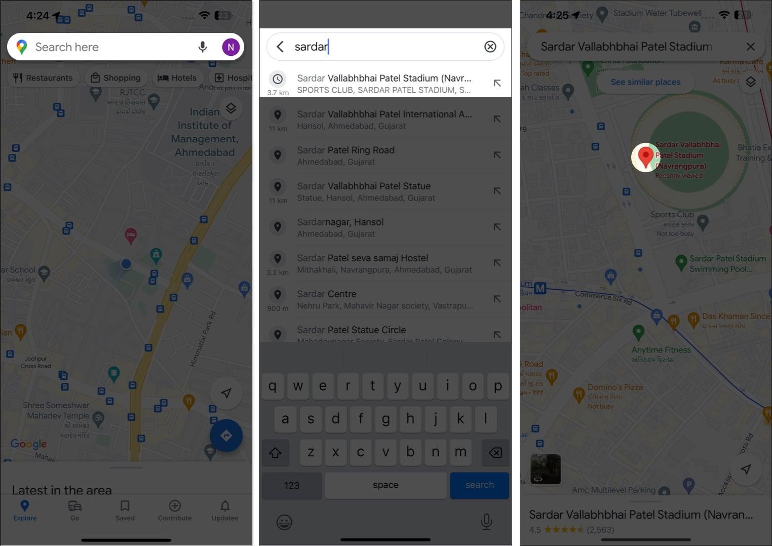 Tap the search bar, locate your prefereable regin, locate the red pin in google maps
