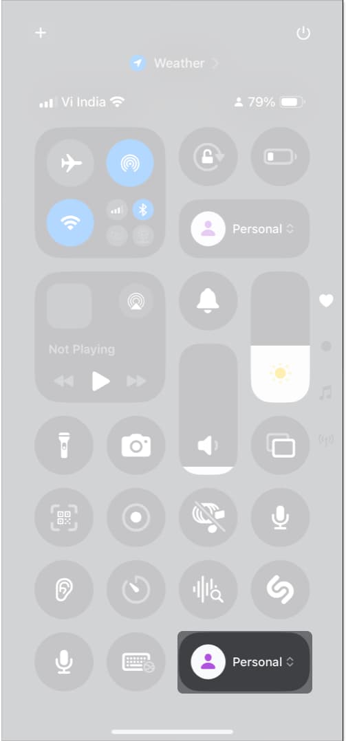 Turn on focus mode from control center on iPhone