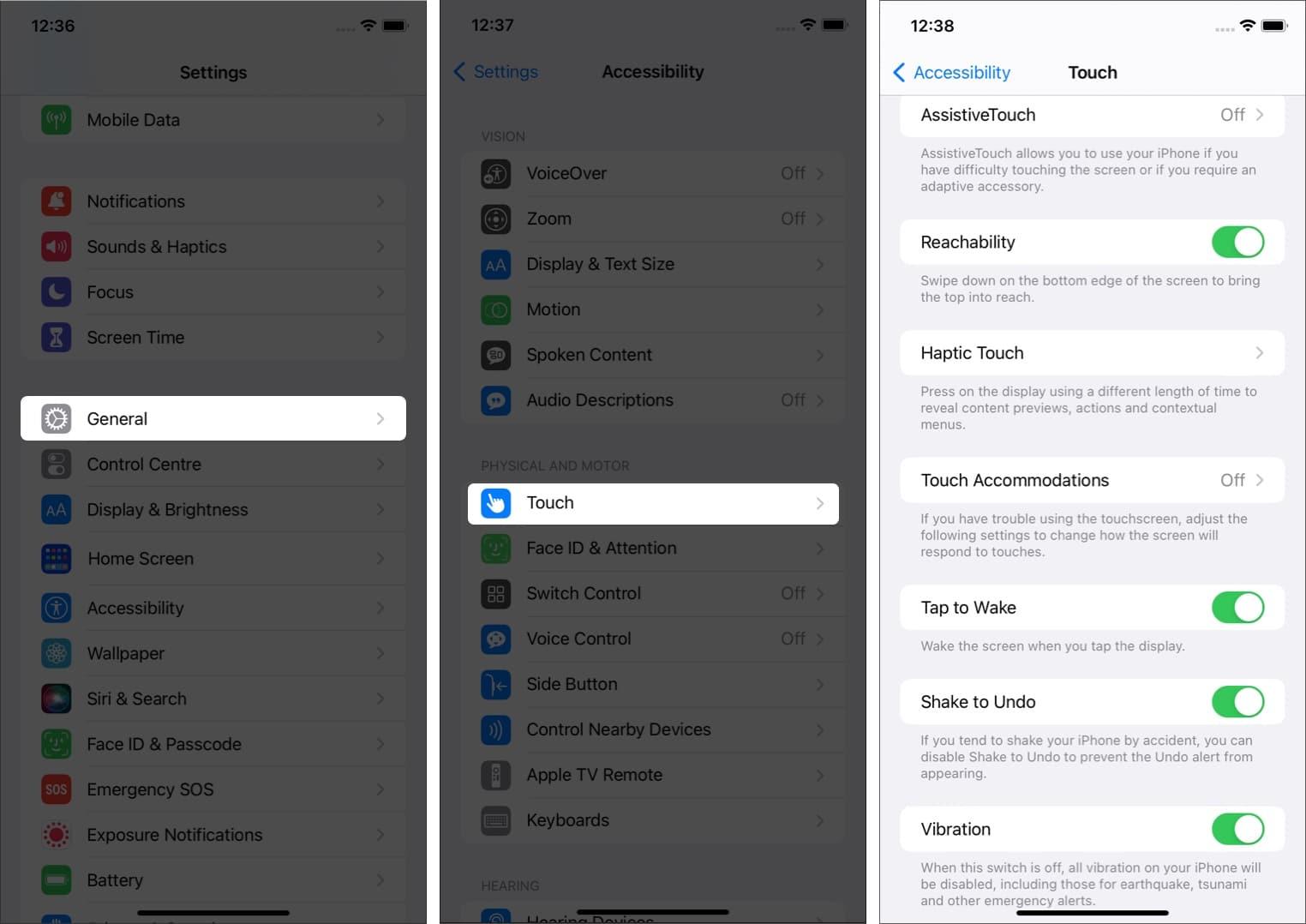 Accessibility touch on iphone