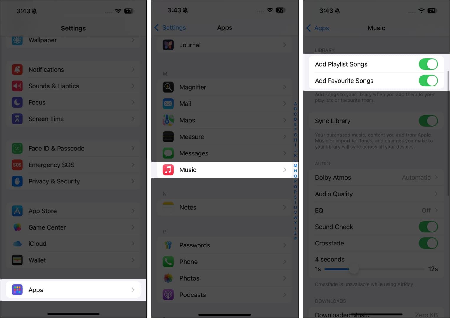 Enable Add Playlist Songs and Add Favorite Songs in Music app settings.