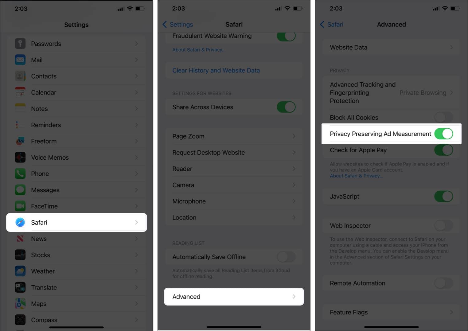Enable privacy preserving ad measurement on iphone
