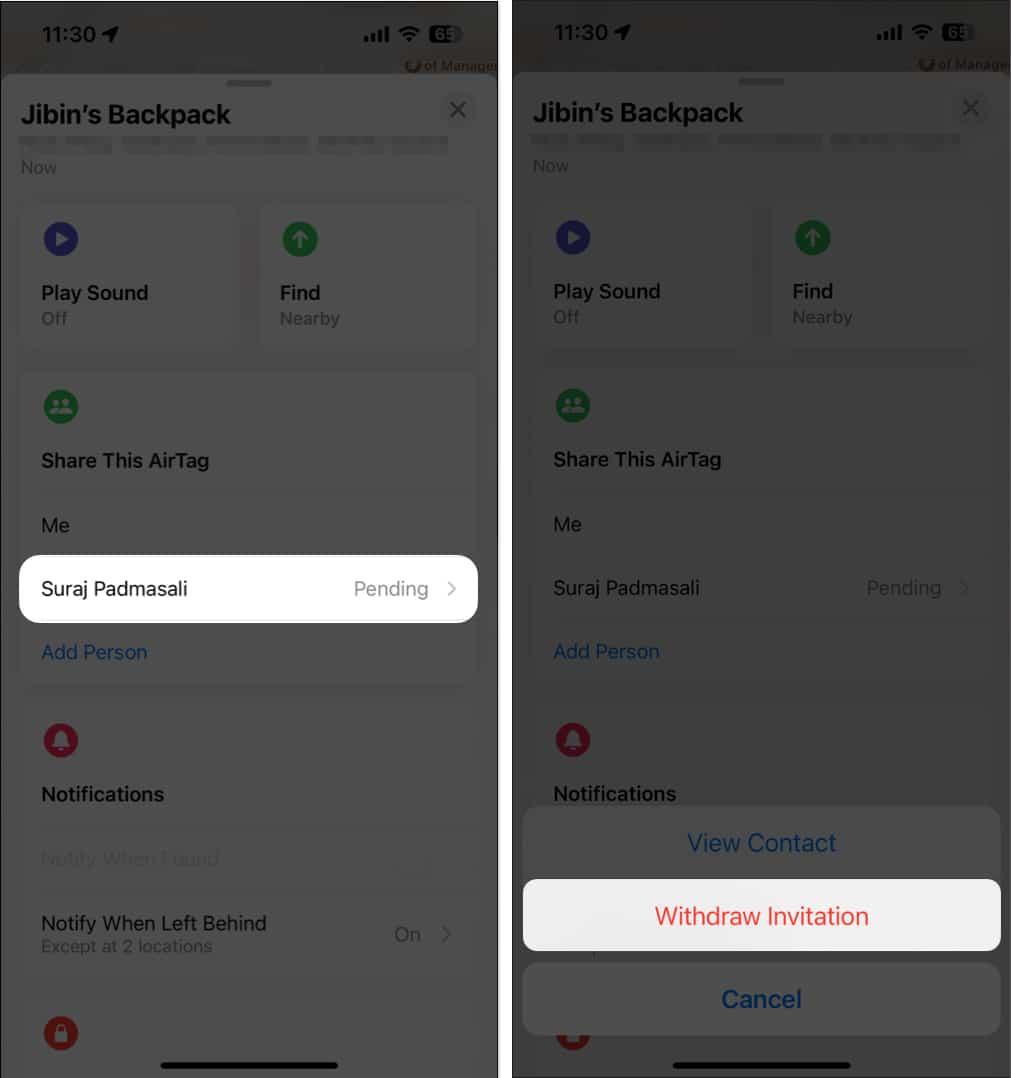 Remove pending airtag invitation on iphone 1