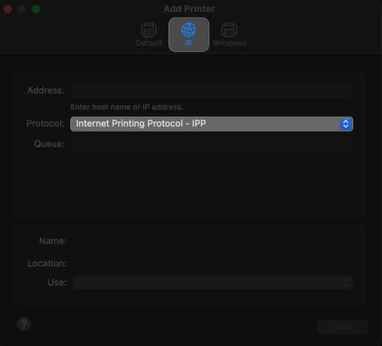 Select IP and locate Protocol menu