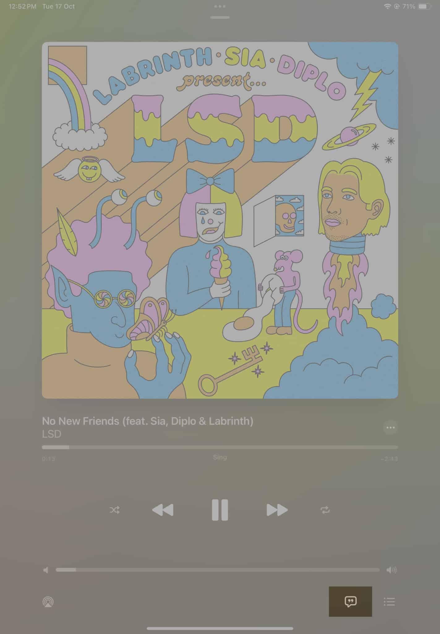 Tap on New Playing and Tap Lyrics button