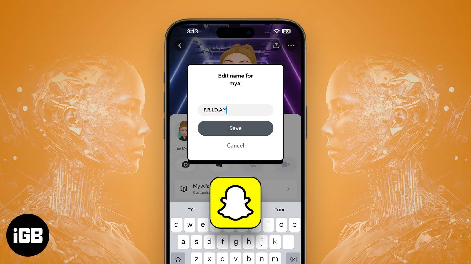How to change My AI gender and name in Snapchat on iPhone