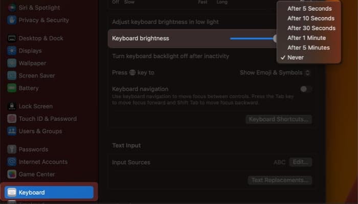 Keyboard Brightness