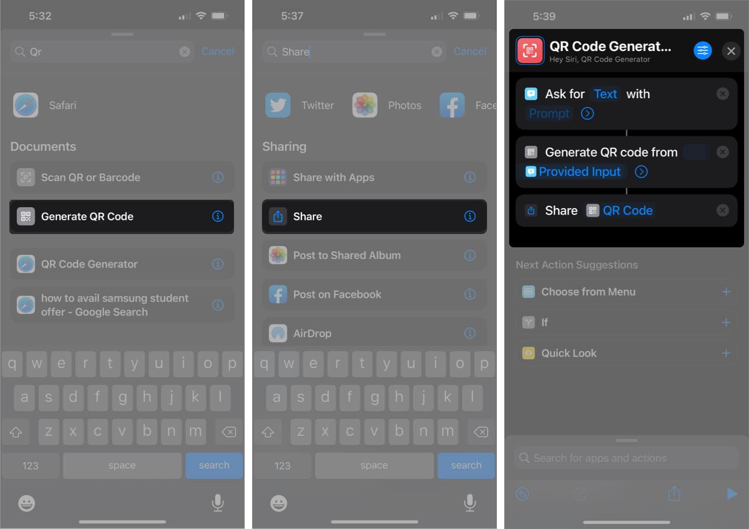 create your own Apple QR code generator using Shortcuts app on iPhone