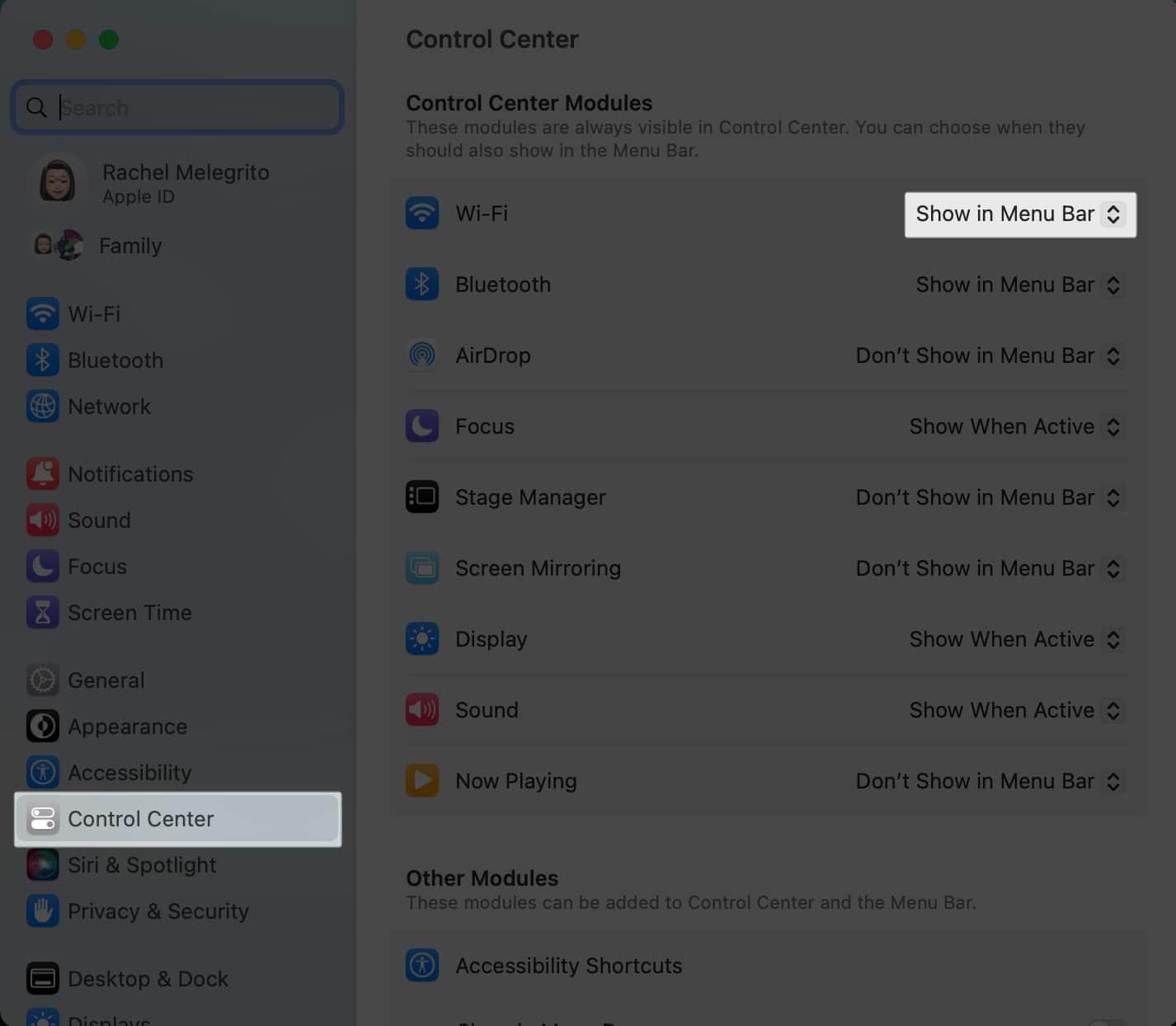 Customize Menu bar