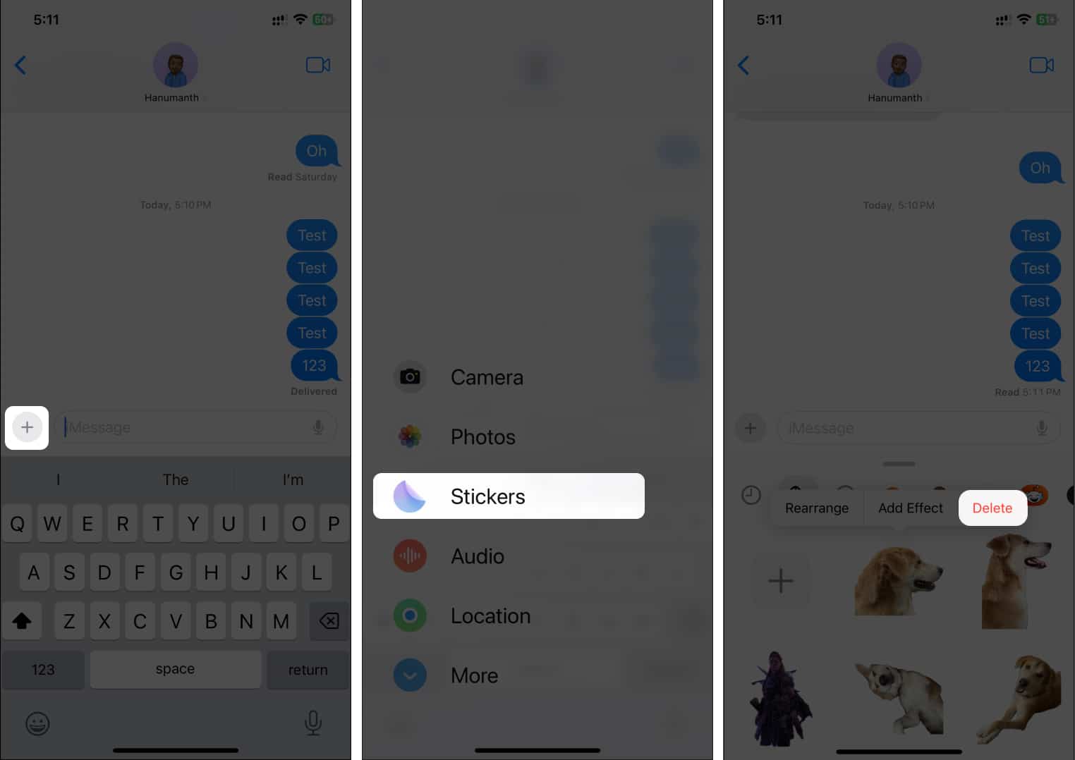 Delete stickers from messages in ios 17
