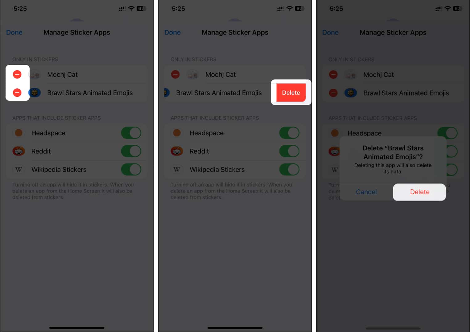 Deleting sticker packs from messages in ios 17