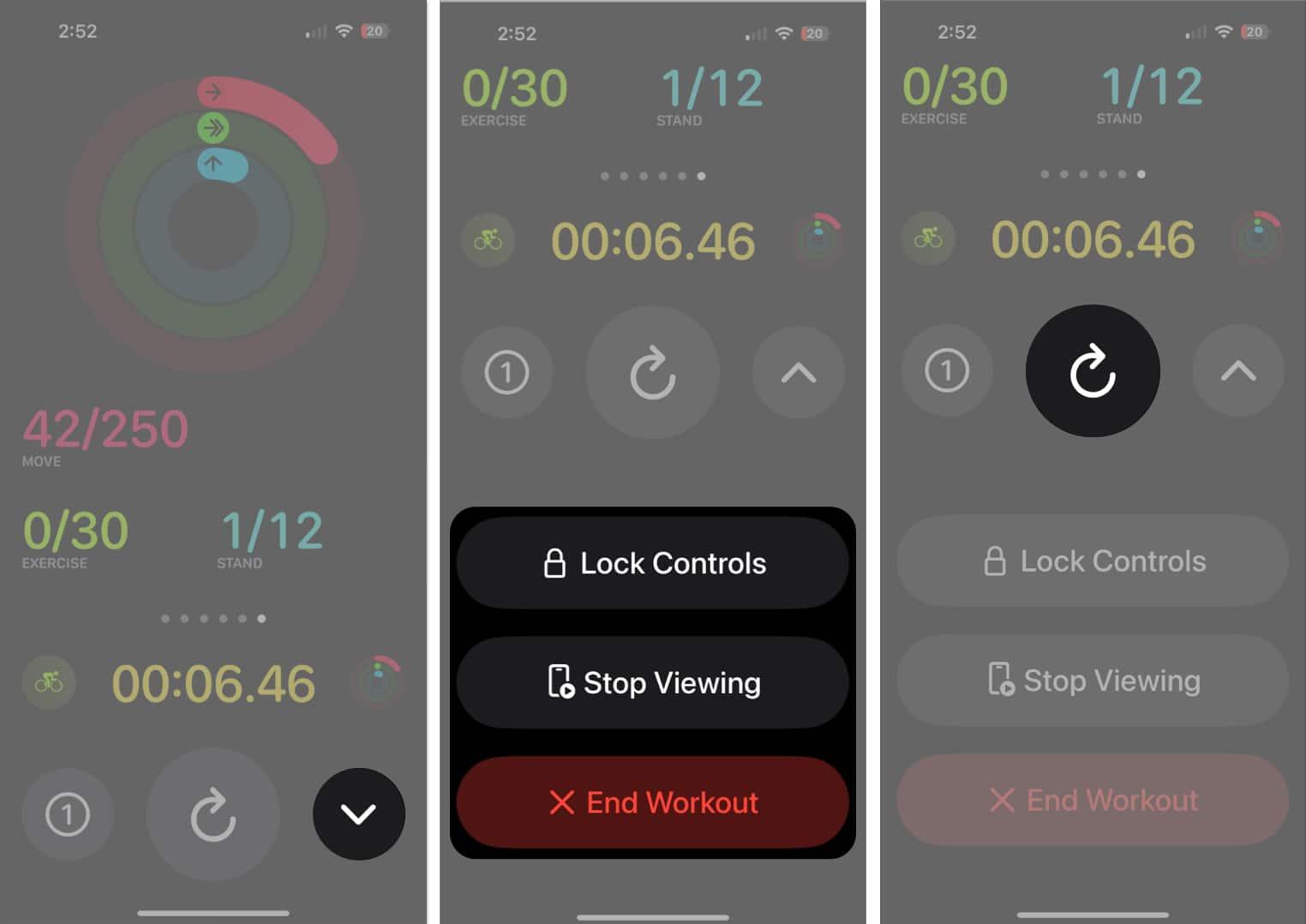 Lock, Stop, End workout