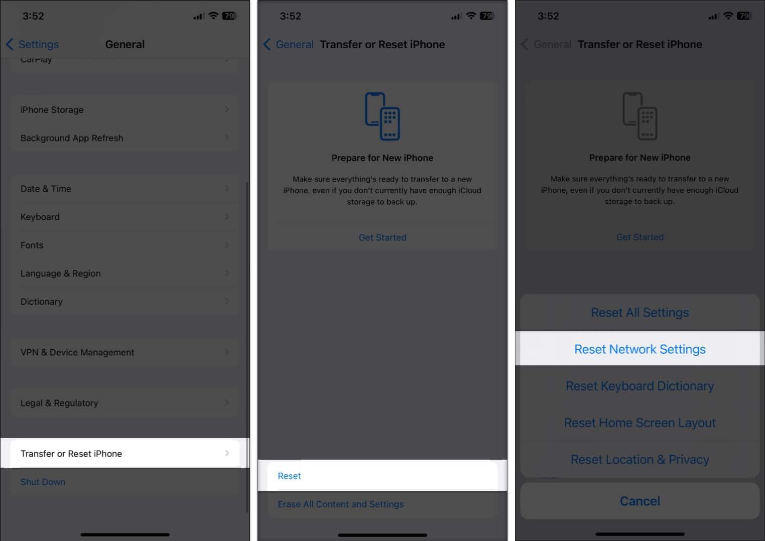 Reset Network Settings 