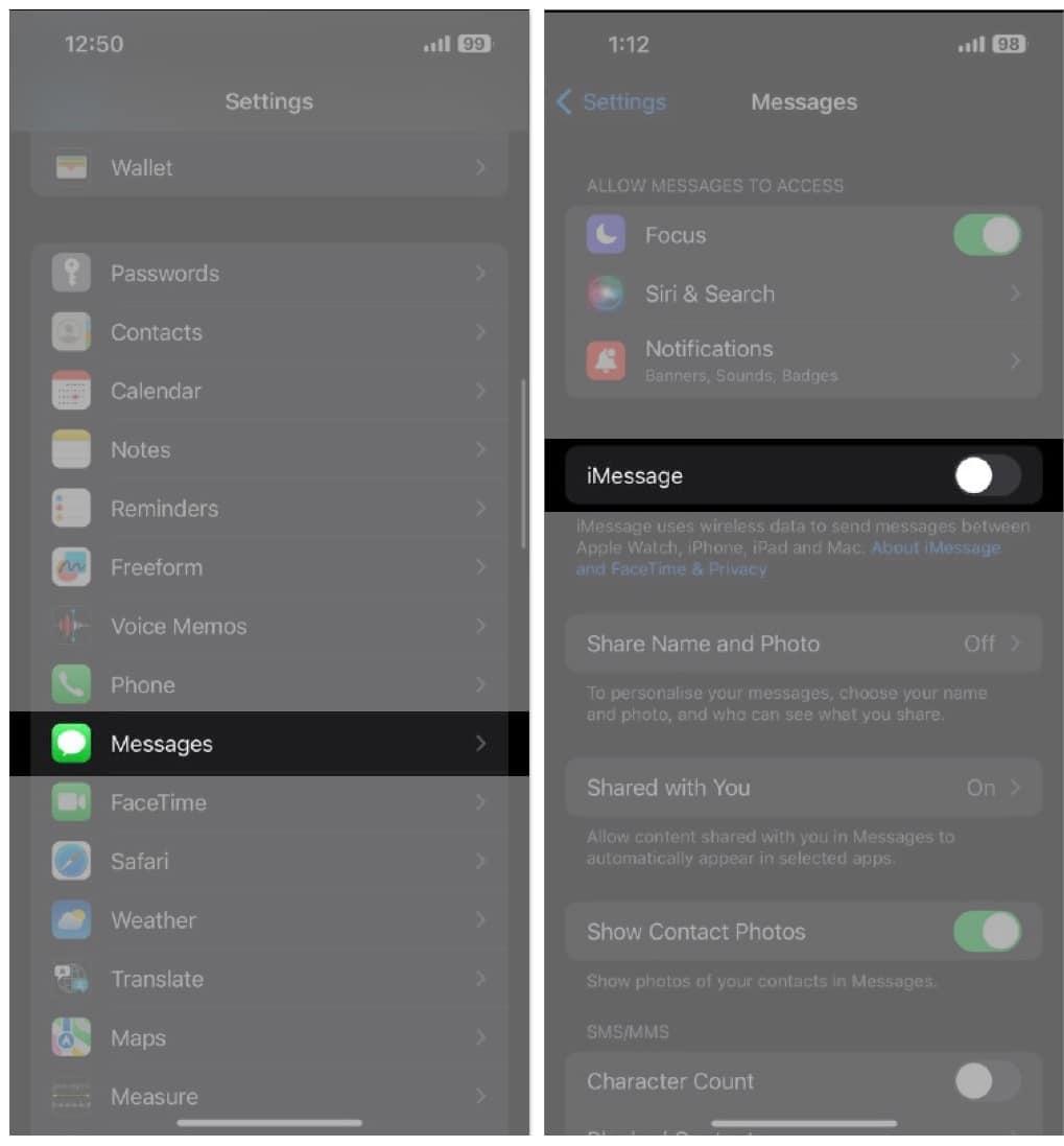 To disable iMessage, go to Settings, navigate to Messages, turn off the iMessage toggle