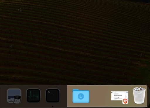 empty space on the document side of the Dock menu