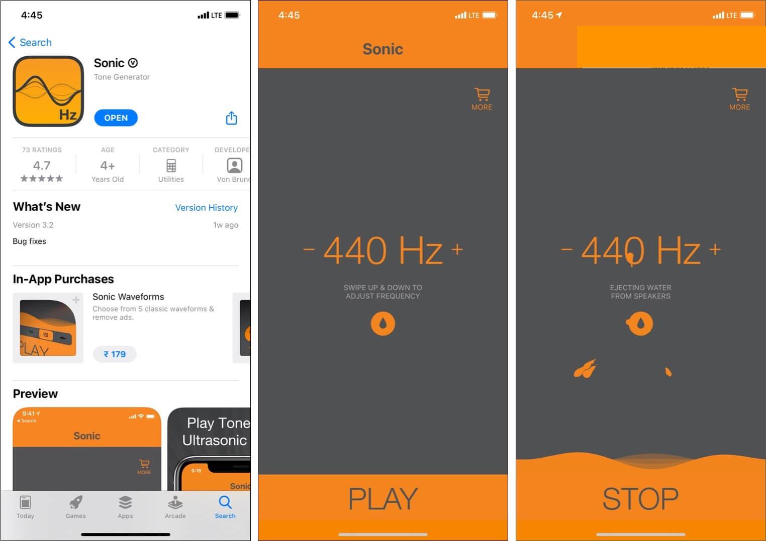 Use sonic app to eject water from iphone speaker grill 1