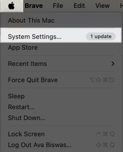 Access System Settings from Mac menu.