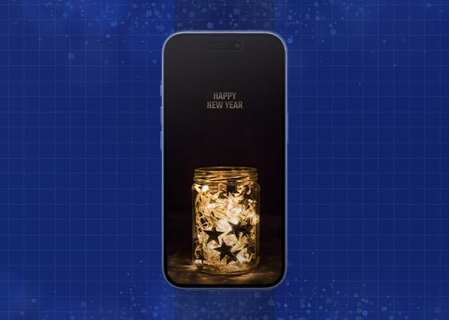 Festive Holiday Lights and Stars iPhone Wallpaper Mockup.