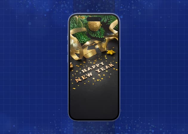 Glitter and Sparkle Happy New Year Theme iPhone Mockup.