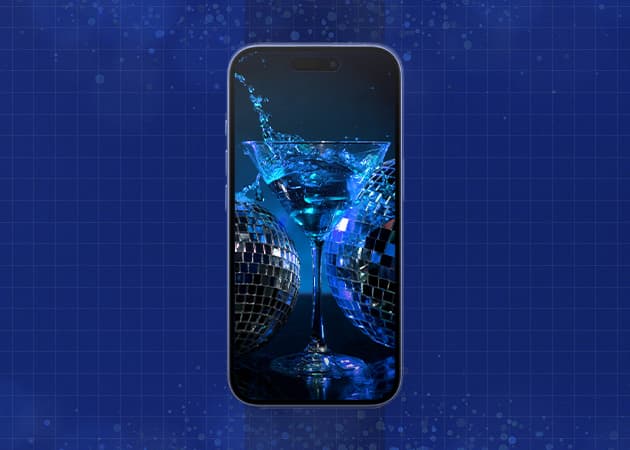 Party Vibes with Disco Lights iPhone Background iPhone Mockup.