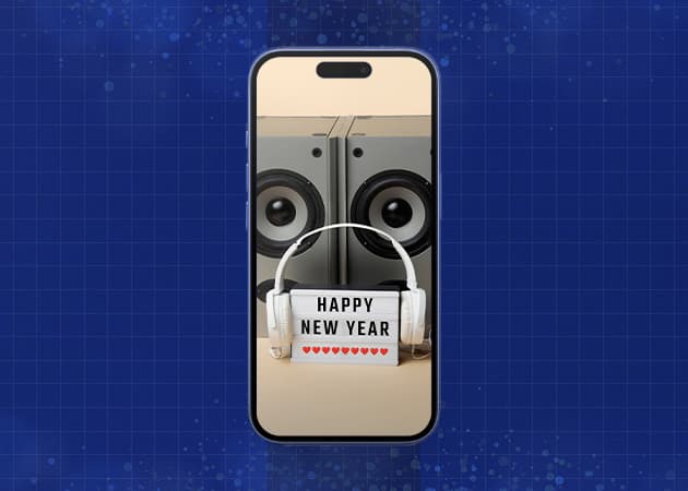 Retro Vintage New Year Look iPhone Background Mockup.