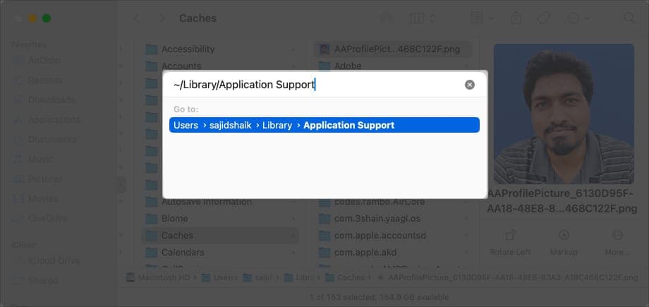 Type ~:Library:Application Support on Mac