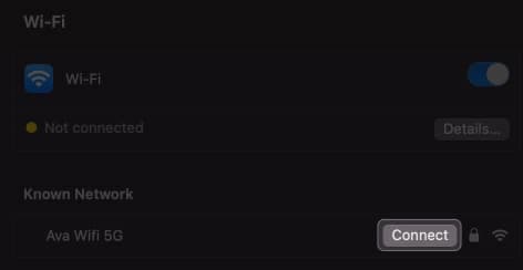 click connect in wi-fi on mac