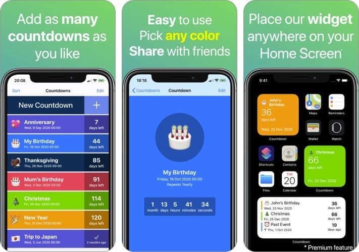 Countdown iPhone and iPad App Screenshot