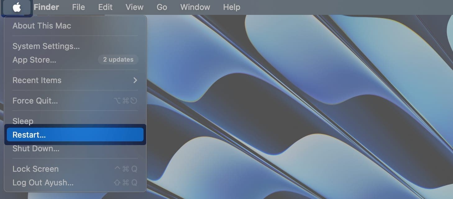 Restart mac