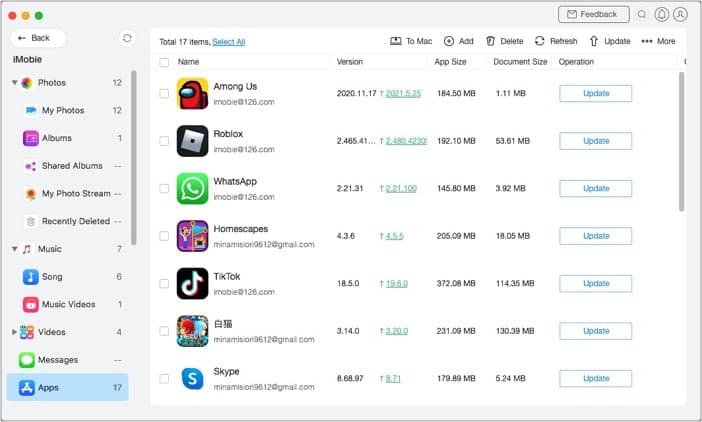 Apps and File Management in Anytrans for iOS